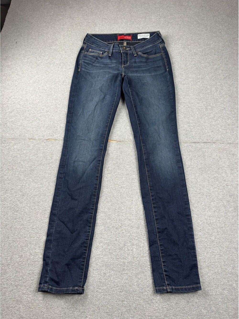 Guess Jeans Womens 25 Blue Denim Mid Rise Curvy Skinny Y2K Triangle Logo